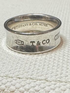 Tiffany & Co. Sterling Silver T & CO Engraved Band - Silver Size 6.5 - 7